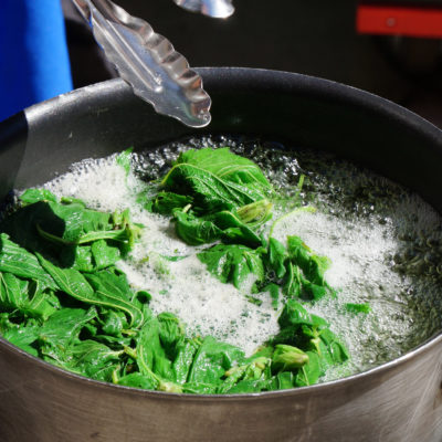 Blanching greens nettles green borscht