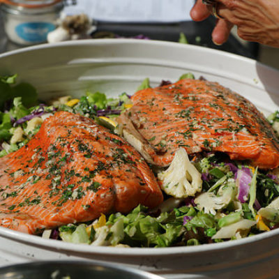 Garlic Rubbed Salmon Fish healthy fat