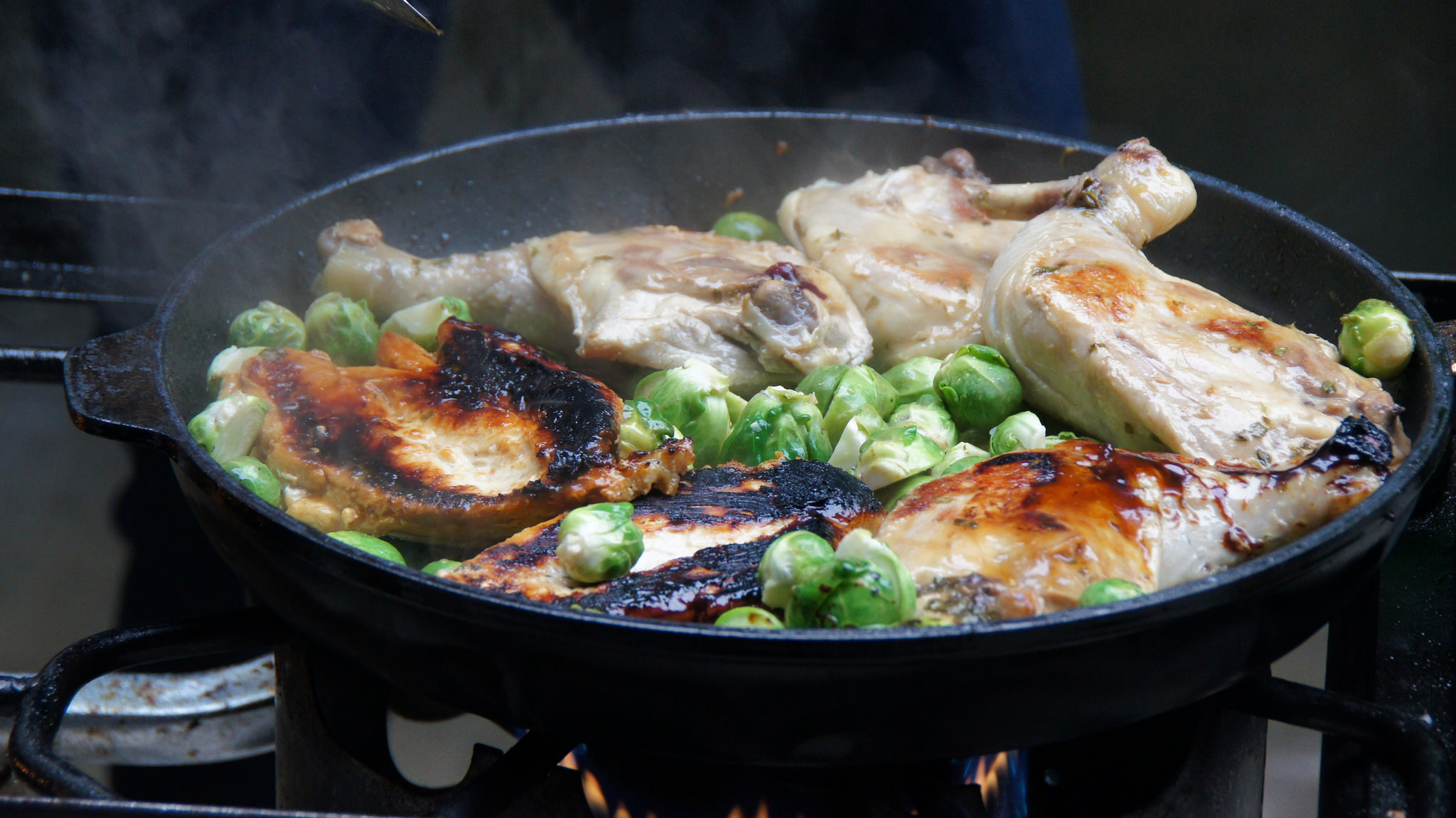 Cider-braised chicken